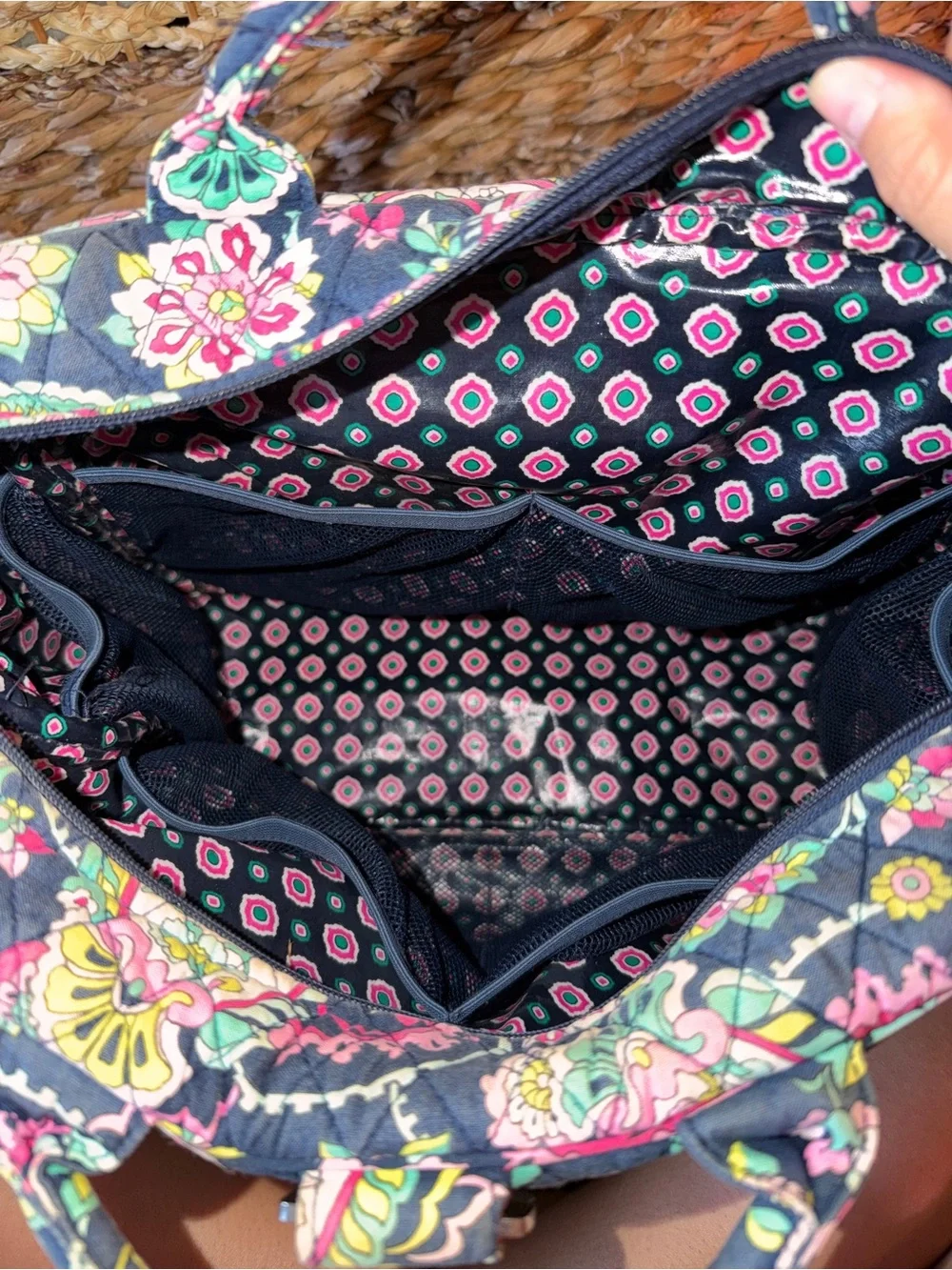 Vera Bradley Navy Floral Paisley Quilted Diaper Bag